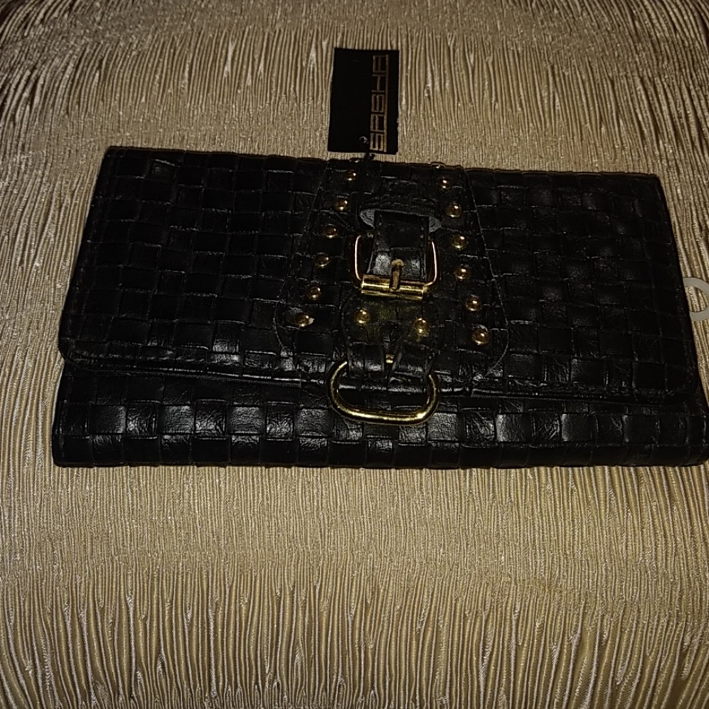 Black Wallet with gold hardware